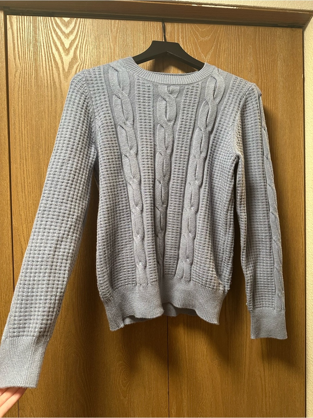 Philosophy Blue Cable Knit Crewneck Sweater